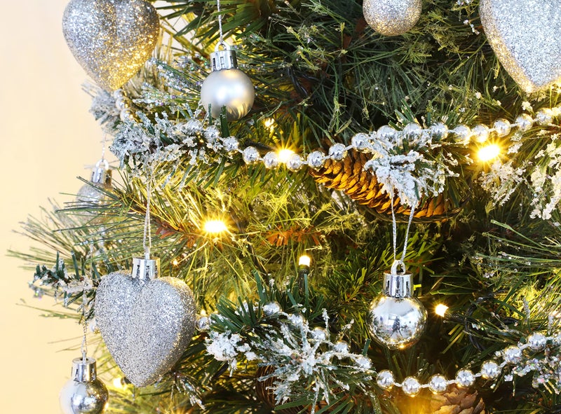 Christmas ConceptsÂ® Pack of 25-25mm Mini Christmas Tree Baubles - Shiny, Matte & Glitter Decorated Ornaments (Silver) - Image 2